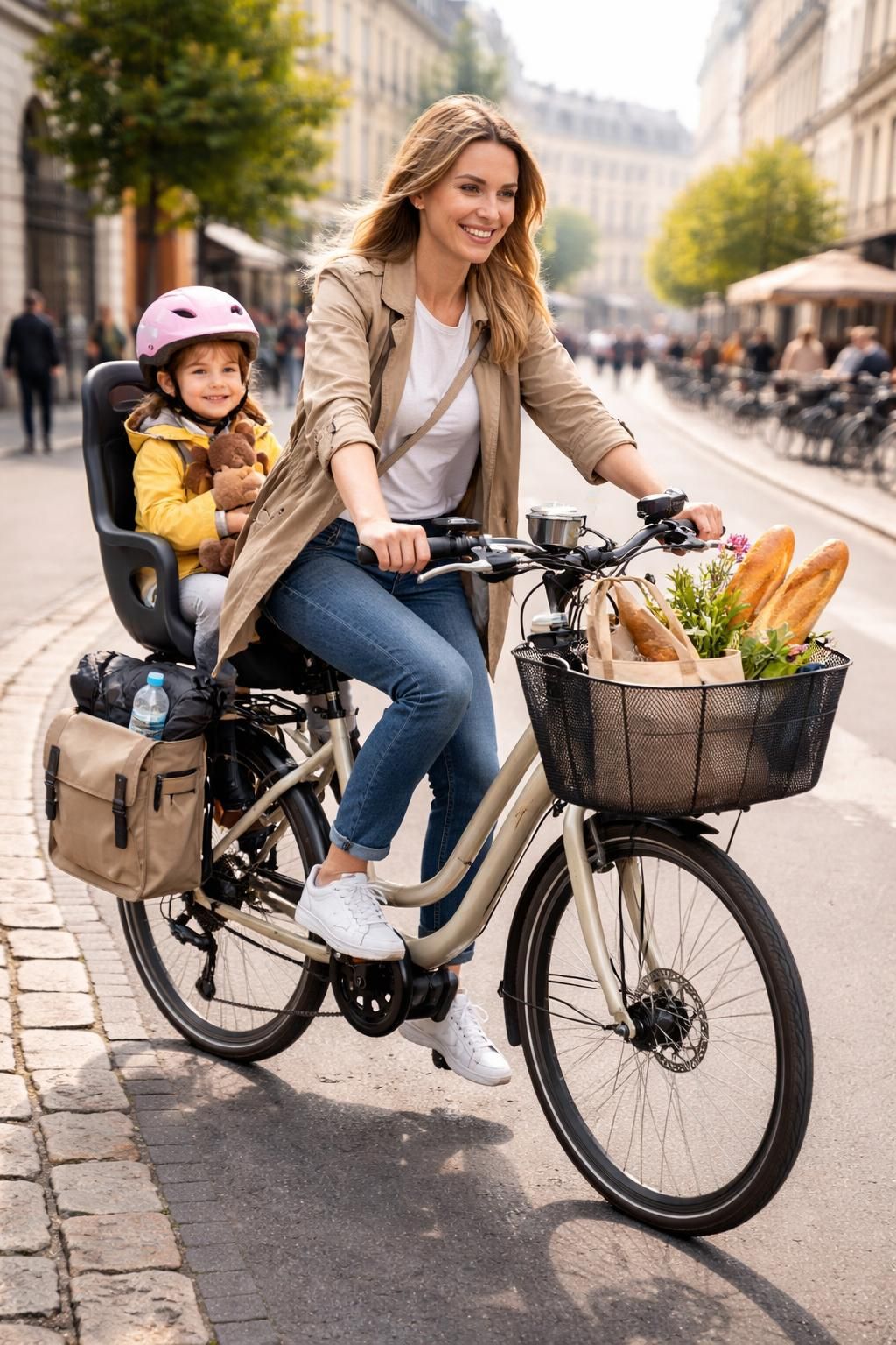 découvrez les vélos urbains b'twin et intersport spécialement conçus pour les mamans actives. alliez confort, style et praticité pour vos déplacements quotidiens en ville.